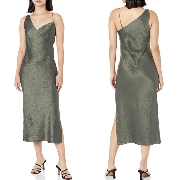 EQUIPMENT Femme Aurore Crinkle Wrap Dress Castor Grey Size 6 NEW - Picture 1 of 13